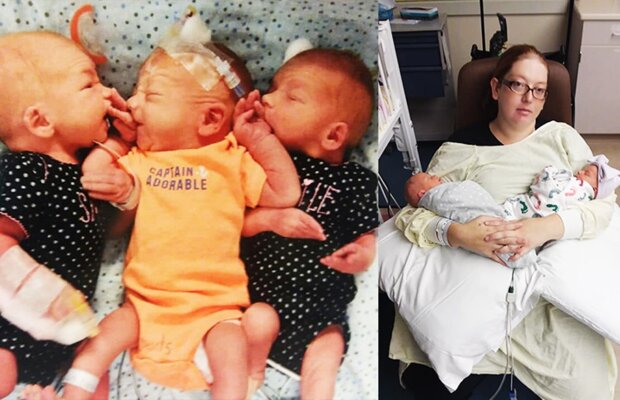 Kobieta pospieszyła do szpitala z powodu bólu nerek i wróciła z nowo narodzonymi trojaczkami. Zdjęcia