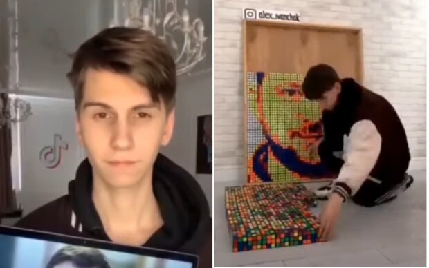 Młody chłopak zmontował portret prezydenta Ukrainy z kostek Rubika (WIDEO)