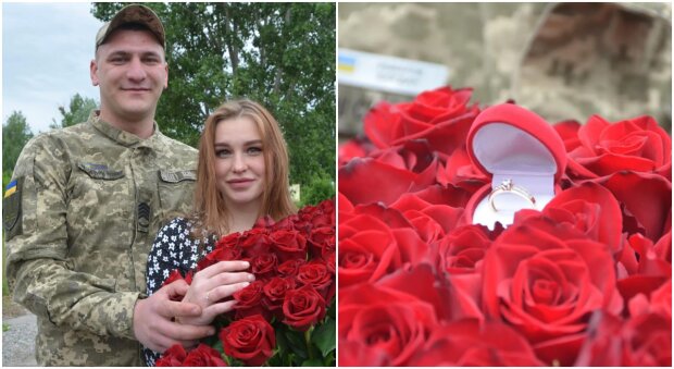 Powiedziała "Tak": ukraiński żołnierz oświadczył się swojej dziewczynie na punkcie kontrolnym. Zdjęcia
